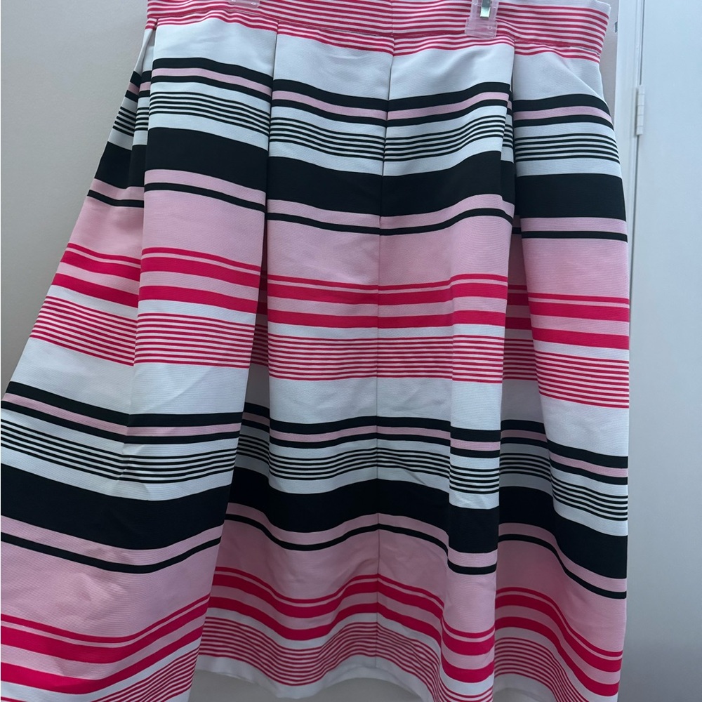New York & Company Pink and Black Striped A-Line Skirt